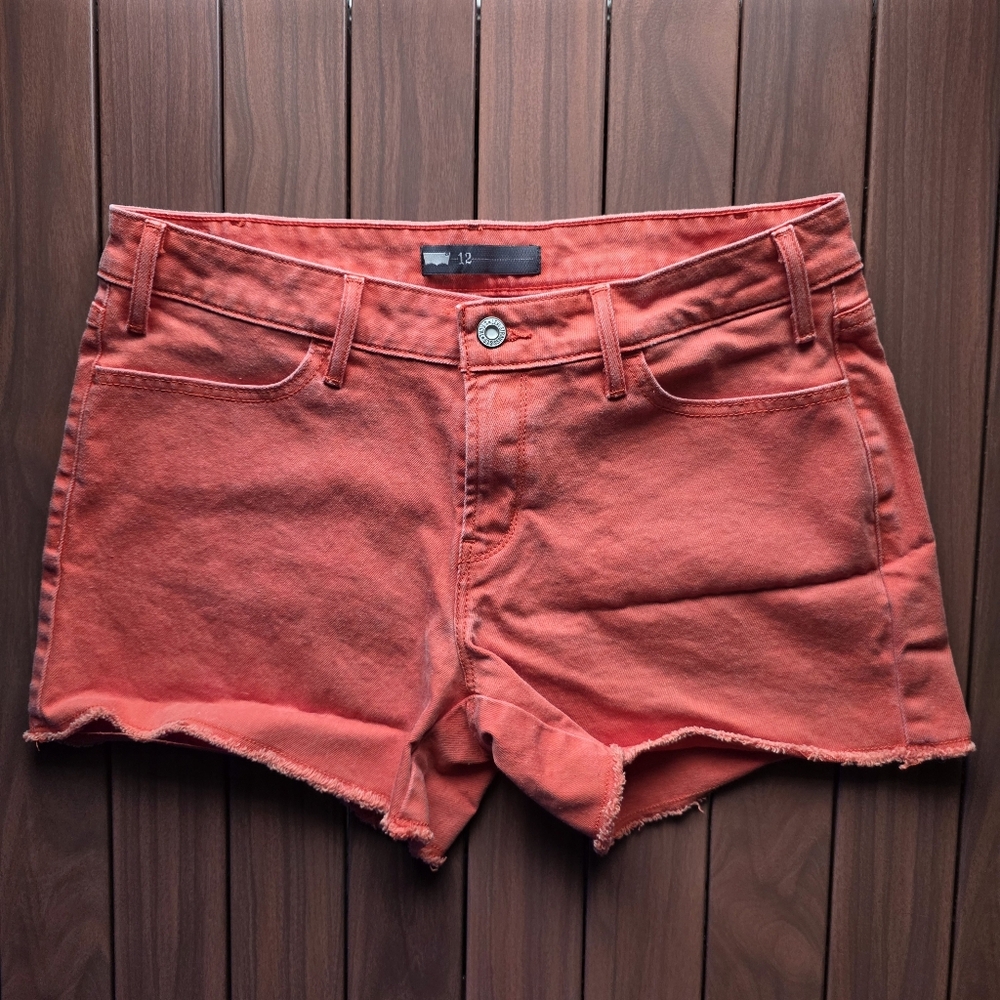 Levi's 501 Pink/Coral Denim Fayed Semi-distressed Jean Shorts Size 12